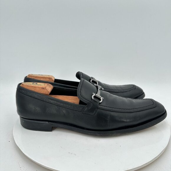 Salvatore Ferragamo Men Size 8.5D Black Leather Horsebit Loafer Dress Shoes - Picture 4 of 11
